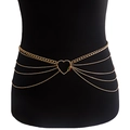 Multi-layer gold body chain featuring a heart-shaped buckle and layered cuban links - Gold