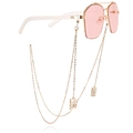 Pink hexagonal sunglasses with gold metal frame and decorative link chain charm - Square Portrait Relief Style (1#)