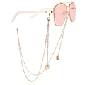 Pink polygon sunglasses with gold metal frame and sun pendant eyeglass chain - Sun Eye Pattern Style (2#)
