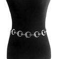 Silver crescent moon and star waist chain belt with human face details for women - Steel Color (Single Layer) (ZW694)