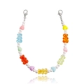 Colorful resin bear and faux pearl bead shoe charm chain with silver lobster clasps - White K/Silver