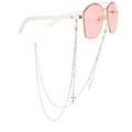 Pink lens sunglasses with gold metal frame and cross charm acrylic chain accessory - Cross Pendant Style (4#)