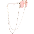 Pink gradient polygon sunglasses with gold metal decorative beaded eyewear chain - 1# (White/Transparent)