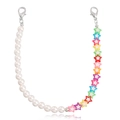 Fashionable shoe chain with white pearls and colorful stars on a sleek white surface - Silver (White K)