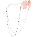 Pink lens pilot sunglasses with gold frame and black beaded metal eyewear chain - 2# (Black/Gold)