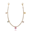 Cavigliera con strass scintillanti e ciondoli a margherita in perline colorate - Oro