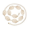 Cintura a catena in metallo dorato con motivi a foglie traforate e chiusura regolabile - 130cm / Oro