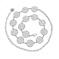 Cintura a catena in metallo argento con mandala traforati e pendente a rosa - Color Acciaio