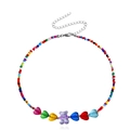 Bohemian colorful bead necklace with purple heart bear pendant and lobster clasp - Purple Bear Gold Color Necklace