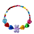 Bohemian colorful beaded necklace featuring heart beads and a purple resin bear pendant - Purple Bear Gold Color Bracelet (Elastic)