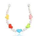 Colorful heart-shaped resin beads and faux pearl shoe chain with silver lobster clasps - White K/Silver