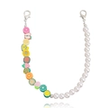 Colorful fruit clay and faux pearl asymmetric shoe chain with silver lobster clasps - Spliced Fruit Pearl Style (ZW3097) / White K/Silver
