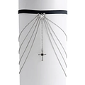 Gothic dijketting met zilveren vlinder, metalen franjes en een kruisvormige hanger - Zilver Zwart