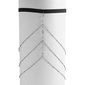 Zilveren meerlaagse beenketting met strassteentjes en zwarte elastische band op wit - Zilver (ZW3420 Staal)