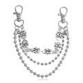 Catena per scarpe punk argento con teschi, strass e catenina a sfere metalliche - Argento