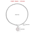 Silver cross heart mother-of-pearl necklace with OT toggle clasp and marble pendant - Marble Texture Round Tag (ZW2996) / Steel