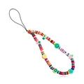 Handmade colorful polymer clay phone strap with fruit beads and LOVE letter charms - As Shown