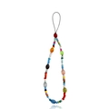 Handmade colorful mixed beaded phone charm strap with vibrant rainbow beads and cord - Multicolor