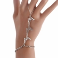 Silbernes Schmetterling-Fingerarmband mit Ringen und zarten Gliederketten für Damen - Silbernes Schmetterlingsdesign (ZW2945-7#)