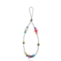 Star and heart beaded phone charm with white round beads and macaron color accents - Macaron Star and Heart Beaded Style(ZW2465)