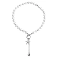 Pearl necklace with starfish pendant, shell charm, and silver OT toggle clasp closure - Starfish Shell Style (ZW1012) / Golden (ZW1012)