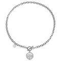 Detail of silver tree of life pendant necklace with rhinestones and chunky chain links - Tree of Life Rhinestone Round Tag (ZW849) / Steel