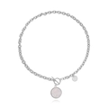 Collana con chiusura a barra in argento e pendente circolare in madreperla bianca - Stile Ciondolo in Madreperla ad Anello (ZW2996) / Acciaio (ZW2996)