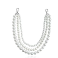 Three-layer high-luster pearl woven anklet chain with secure silver lobster clasps - Silver