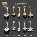 Set di piercing all'ombelico in titanio G23 con zirconi bianchi in oro e argento - Stile Quadrato (1#) / Argento