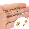 Set de piercings de acero inoxidable 316L con circonitas y diseños de corazón y espada - Estilo Corazón con Piedra Roja (1#) / Plateado