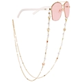 Damen-Sonnenbrille mit rosa Gläsern, Goldkette, Schmetterlings- und Perlendekor - Herz Perle