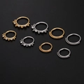 316L stainless steel nose and cartilage rings set with cubic zirconia in gold and silver - Gold Zirconia / 10mm