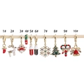 Festive gold Christmas earrings collection featuring reindeer, Santa, and zircon charms - Red Chili Style (1#) / Gold