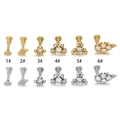 Minimalistisches Piercing-Set aus Edelstahl mit Zirkonia-Steckern in Gold und Silber - Geometrischer Cluster-Stil (1#) / Gold (6mm)