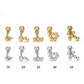 Minimalist ball stud earrings in gold and silver finish with screw back design - Linear Style (1#) / Gold