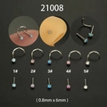 Nasenstecker-Set aus 316L-Edelstahl mit Opalen in fünf Farben und 0,8mm Stab - Gerade Stange (1#) / Silber