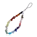Close-up of colorful natural gemstone stone beads on a handmade phone strap charm - Rainbow Gravel Style (ZW802)