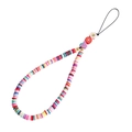 Ciondolo per cellulare arcobaleno fatto a mano con fiore sorridente e perline - Stile Fiore In Argilla Polimerica Cangiante (ZW1999)