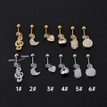 Tragus-Knorpel-Ohrstecker aus Edelstahl mit Herz- und Eulen-Motiv und Zirkoniasteinen - Musiknotenform (1#) / Silber