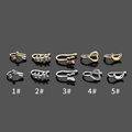 Variety set of 10 U-shaped clip-on nose rings in gold and silver finishes with zirconia - Simple Leaf Style (1#) / Silver