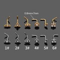 Nasenpiercing L-Form aus Edelstahl mit Zirkonia-Steinen in Gold und Silber Optik - Mini-Rundperlen-Stil (1#) / Silber