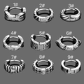 Orecchini a cerchio da uomo in acciaio inossidabile con trame vintage, set da 9 - 1# Stile (YWEK40716) / Argento