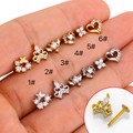 Orecchini piercing in acciaio inossidabile 316L con design a farfalla cuore e zirconi - Stile Farfalla (1#) / Argento