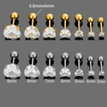 Surgical 316L stainless steel stud earrings set with 4-claw cubic zirconia from 3mm to 9mm - 3mm / Silver