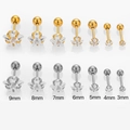 316L stainless steel star zircon stud earrings in gold and silver, various sizes 3-9mm - 3mm / Silver