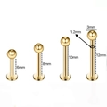 Gouden 316L roestvrijstalen labret studs in vier lengtes van 6mm tot 12mm - 1.2*6*3mm / Goud