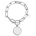 Silbernes Gliederkettenarmband mit weißem Muschelanhänger und minimalistischem OT-Verschluss - Silberne Muschel Büroklammerkette (ZW825-3#)