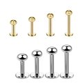 316L roestvrijstalen labret studs met ronde bal in goud- en zilverkleurige lak - 1.2*6*3mm / Zilver