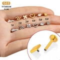 F136 titanium flat back earrings with zircon crown, snake, and heart shapes - Crown (1#) / Silver