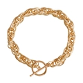 Goldenes Gliederkettenarmband mit OT-Knebelverschluss und gewebten Kettengliedern - Goldene geflochtene Kette (ZW1911 Gold)